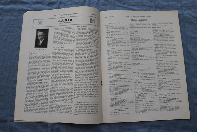 1927 AUGUST 13 SAN FRANCISCO NEWS LETTER MAGAZINE - MARIN HILLS - ST 5509L