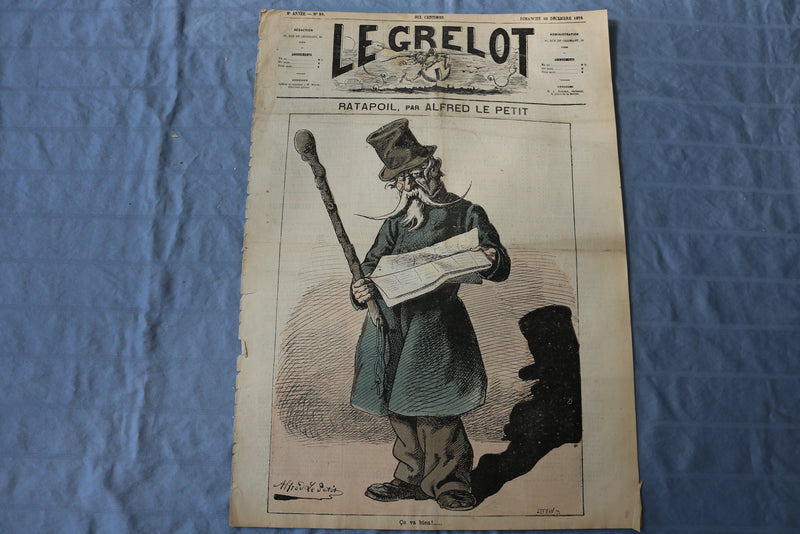 1872 DECEMBER 22 LE GRELOT NEWSPAPER- RATAPOIL-ALFRED LE PETIT- FRENCH - NP 8607