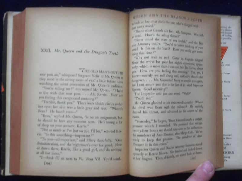 1939-1945 THE DRAGON'S TEETH HARDCOVER BOOKS BY ELLERY QUEEN - LOT OF 2 -KD 8504
