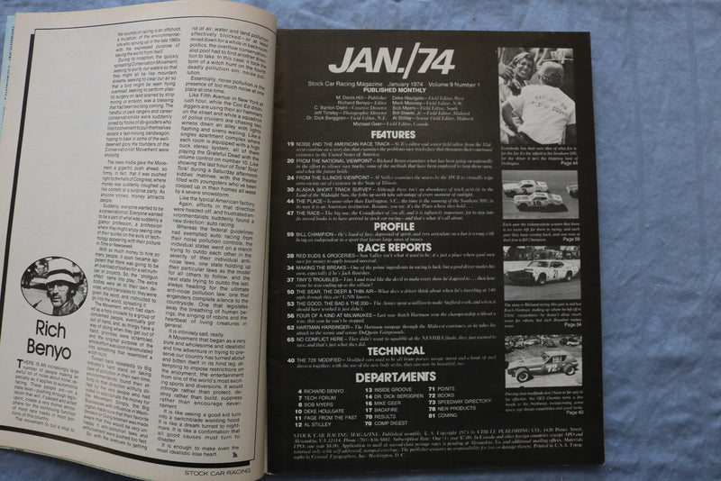 1974 JANUARY STOCK CAR RACING MAGAZINE - GETTING THE NOISE OUT - ST 1003R