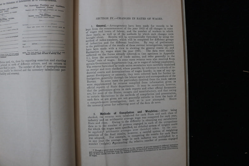 1913 APRIL CENSUS AND STATISTICS REPORT SOFTCOVER - MELBOURNE, AUSTRALIA- K 3007