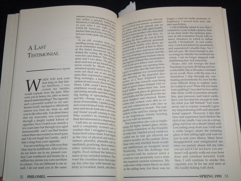 1991 SPRING PHILOMEL LITERARY MAGAZINE LOT OF 2 COPIES - VOLUME 26 - J 8926