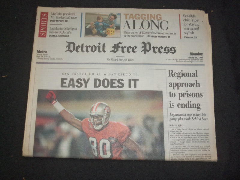 1995 JAN 30 DETROIT FREE PRESS NEWSPAPER-49ERS BEAT CHARGERS SUPER BOWL- NP 7659
