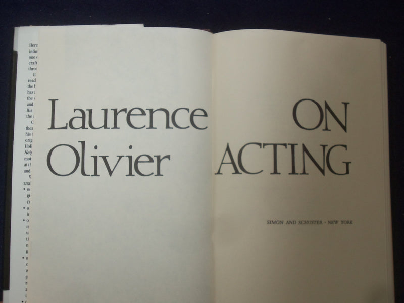 1986 LAURENCE OLIVIER ON ACTING HARDCOVER BOOK - KD 9170