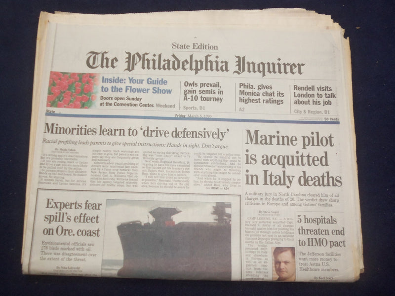 1999 MARCH 5 PHILADELPHIA INQUIRER-MARINE PILOT ACQUITED IN ITALY DEATHS-NP 7181