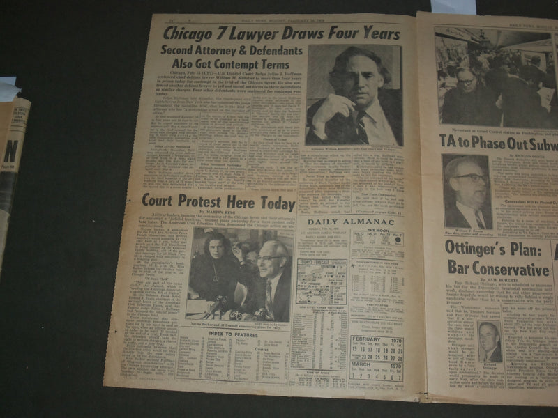 1970 FEBRUARY 16 NEW YORK DAILY NEWS - CHICAGO 7 LAWYER GETS 4 YEARS - NP 3041
