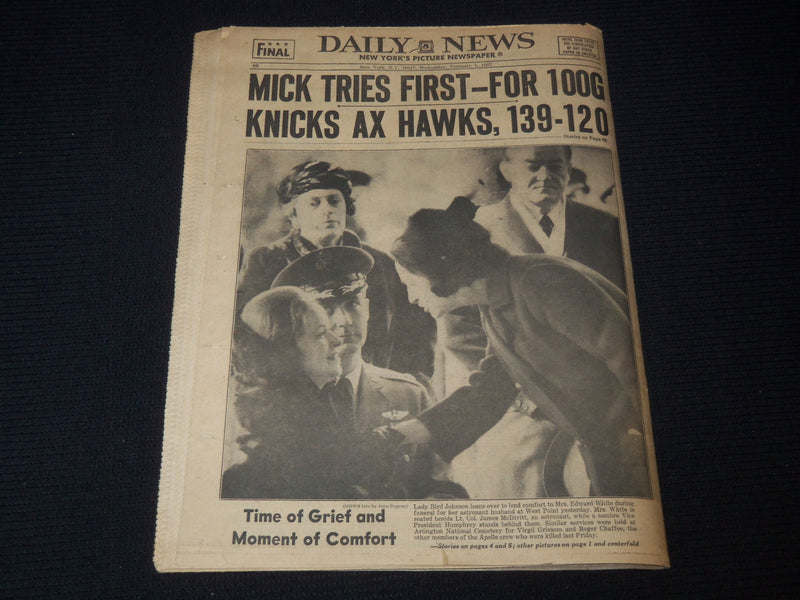 1967 FEB 1 NEW YORK DAILY NEWS NEWSPAPER - MICK TRIES FIRST -ASTRONAUTS- NP 4680