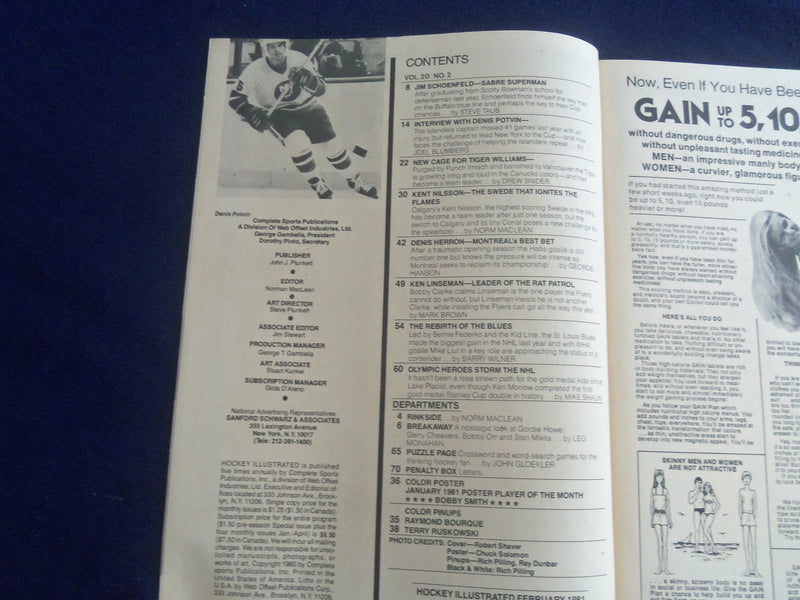 1981 JANUARY HOCKEY ILLUSTRATED MAGAZINE - KENT NILSSON COVER - F 253E
