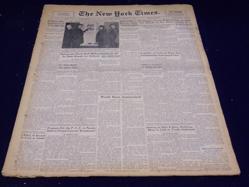 1949 DECEMBER 13 NEW YORK TIMES - ROCKEFELLER GIFT AIDS CANCER - NT 3000