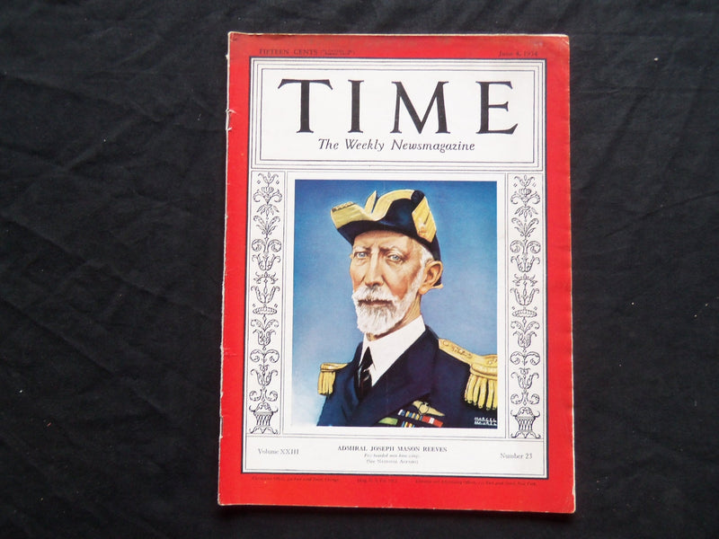 1934 JUNE 4 TIME MAGAZINE - ADMIRAL JOSEPH MASON REEVES - T 423