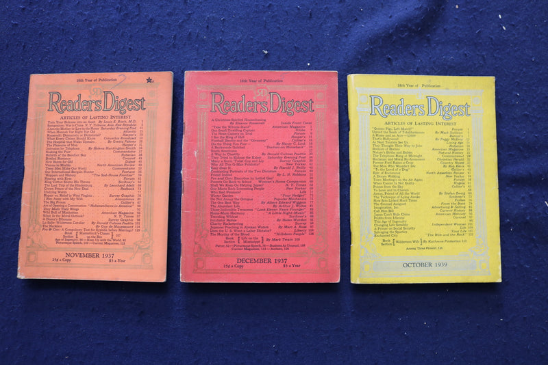 1935-1939 READER'S DIGEST MAGAZINE - LOT OF 9 - O 3444B