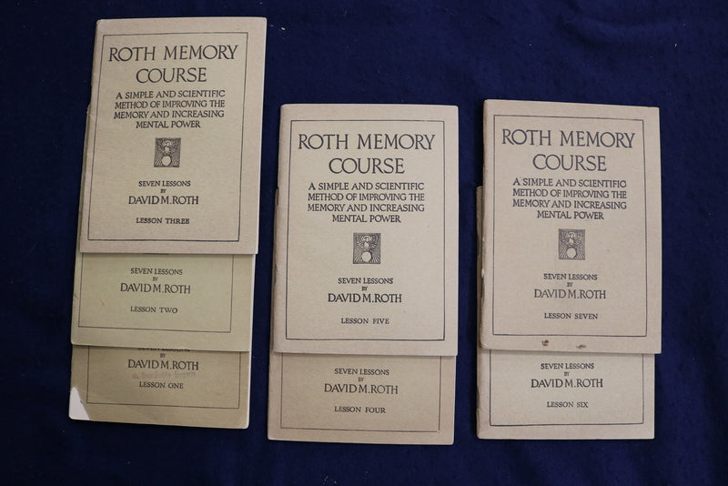 1918 ROTH MEMORY COURSE - SEVEN LESSONS - SOFTCOVER BOOKS - LOT OF 7 - K 1350