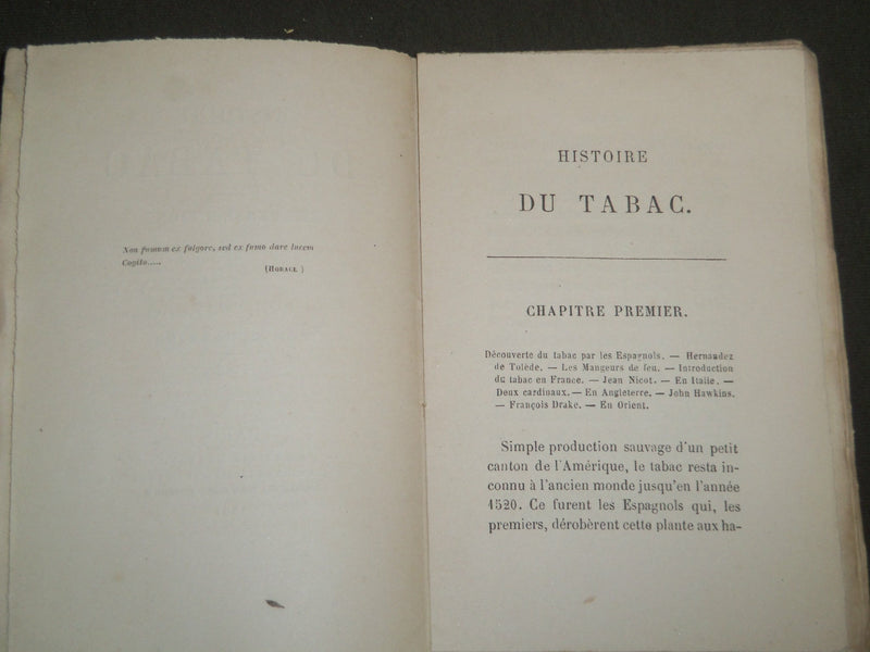 1861 HISTOIRE DU TABAC SES PERSECUTIONS BOOK BY C. BARBIER - 2ND EDITION- J 4762