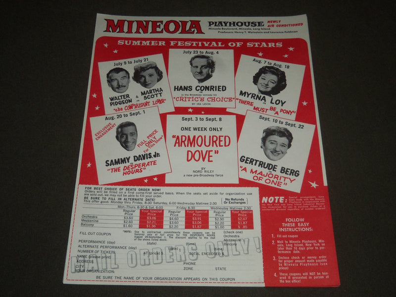 1962 MINEOLA PLAYHOUSE SUMMER FESTIVAL OF STARS LOT OF 7 - PROMOTIONAL - J 2451