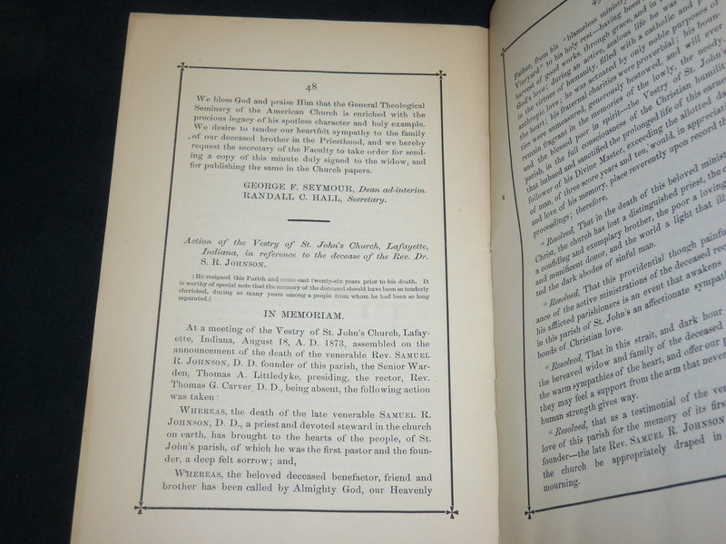 1873 SAM'L ROOSEVELT JOHNSON, D. D. MEMORIAL SERMON BY GEORGE SEYMOUR - J 6070