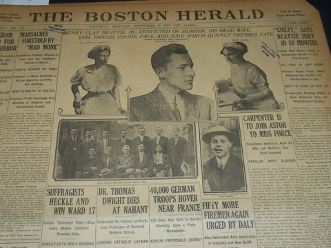 1911 SEPTEMBER 9 THE BOSTON HERALD - DR. THOMAS DWIGHT DIES AT NAHANT - BH 309