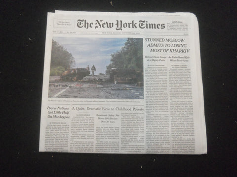 2022 SEPTEMBER 12 NEW YORK TIMES-STUNNED MOSCOW ADMITS TO LOSING MOST OF KHARKIV