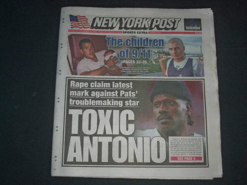 2019 SEPTEMBER 11 NEW YORK POST NEWSPAPER - TOXIC ANTONIO BROWN; ACCUSED OF RAPE
