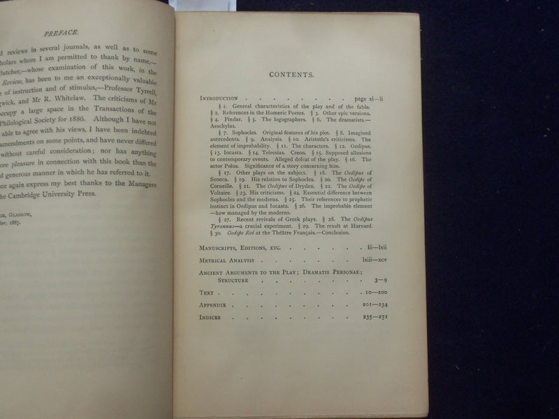 1893 SOPHOCLES THE PLAYS AND FRAGMENTS HARDCOVER BOOK BY R. C. JEBB - KD 9106