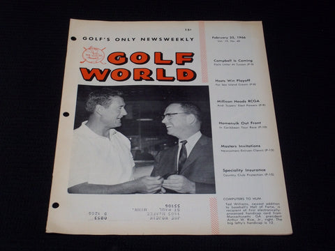 1966 FEBRUARY 25 GOLF WORLD MAGAZINE - TED WILLIAMS FRONT COVER - E 7266