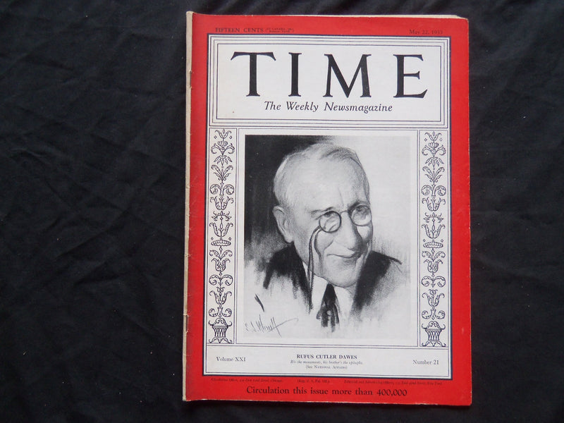1933 MAY 22 TIME MAGAZINE - RUFUS CUTLER DAWES - T 371