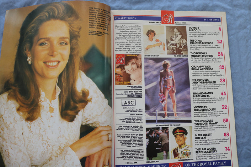 1988 OCTOBER ROYALTY MONTHLY MAGAZINE - PRINCESS DIANA -MODERN MOTHERS- ST 5510A