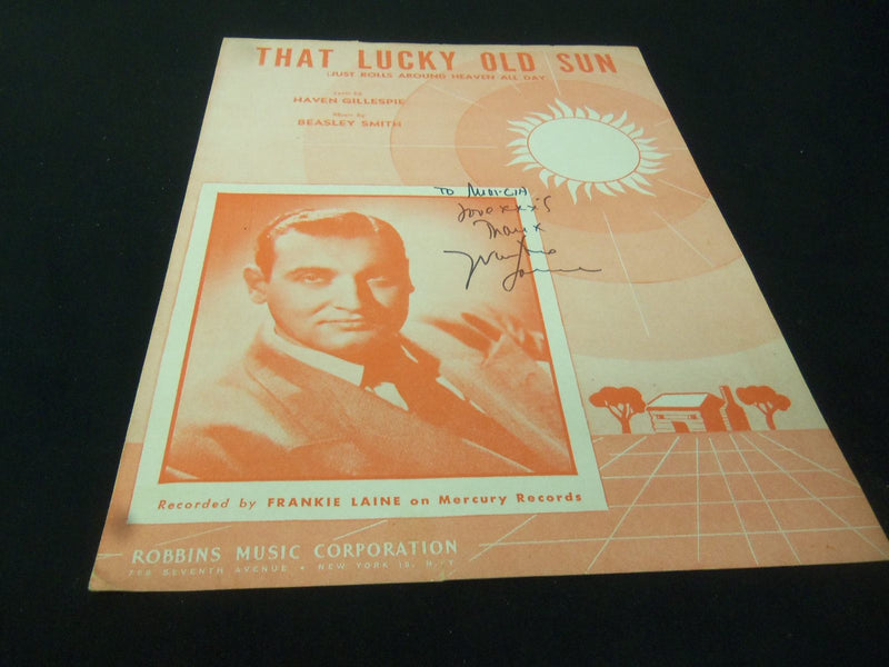 FRANKIE LAINE THAT LUCKY OLD SUN AUTOGRAPHED SHEET MUSIC - AM 11