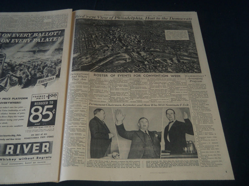 1936 JUNE 23 PHILADELPHIA RECORD DEMOCRATIC NATIONAL CONVENTION SECTION- NT 7238