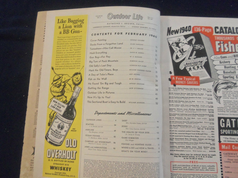 1940 FEBRUARY OUTDOOR LIFE MAGAZINE - NICE ILLUSTRATED COVER - ST 267X