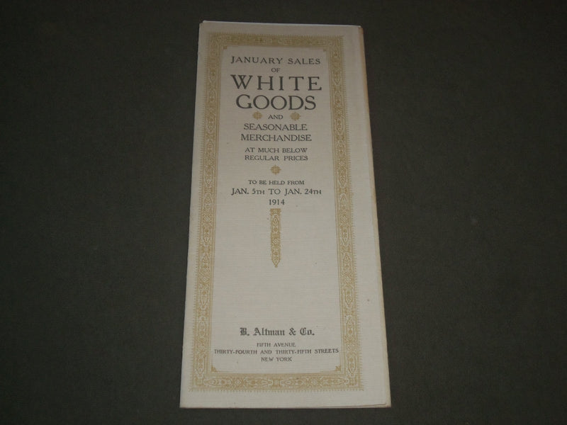 1914 JANUARY 5-24 B. ALTMAN CO. WHITE GOODS SALES BROCHURE - NEW YORK - J 2637