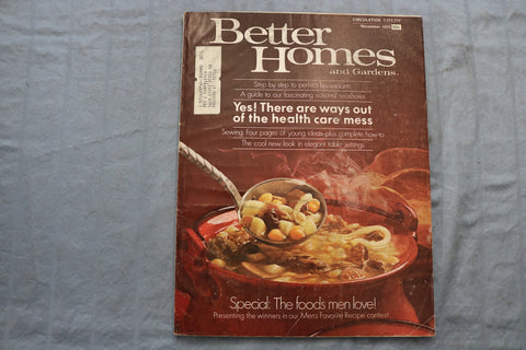 1970 NOVEMBER BETTER HOMES AND GARDENS MAGAZINE - FOODS MEN LOVE COVER - E 9703