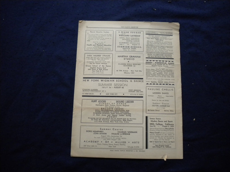 1935 SUMMER DANCE OBSERVER MAGAZINE - MODERN DANCE IN THE THEATRE - J 8311