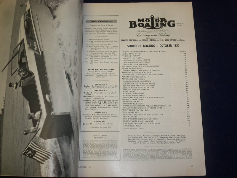 1955 OCTOBER MOTOR BOATING MAGAZINE - THE YACHTSMEN'S MAGAZINE - B 6620