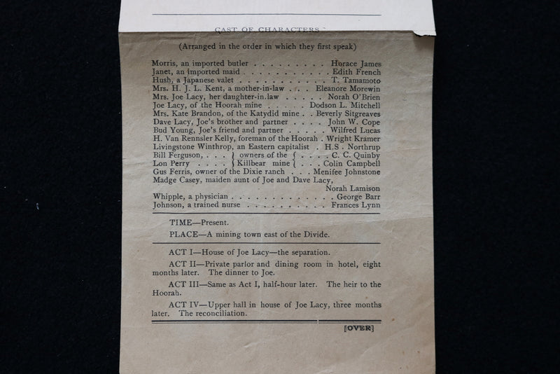 1905 MARCH 20 WALNUT ST. THEATRE PROGRAM - THE HEIR TO THE HOORAH - K 1991