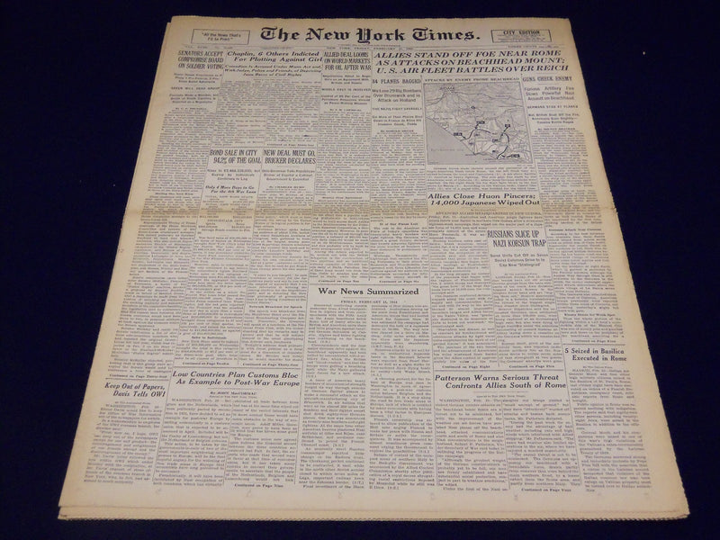 1944 FEB 11 NEW YORK TIMES - CHAPLIN 6 OTHERS INDICTED FOR PLOTTING - NT 741