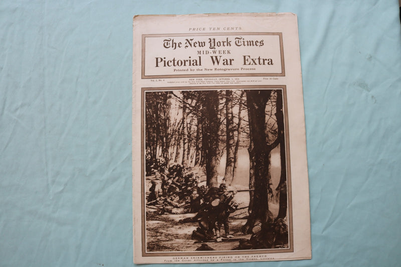1914 OCT 1 NEW YORK TIMES MID-WEEK PICTORIAL WAR EXTRA - GERMAN FIRING - NP 9117