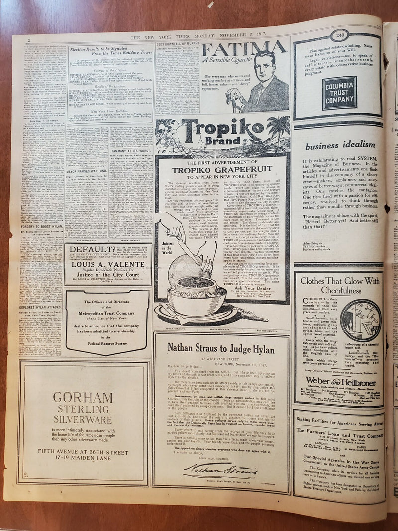 1917 NOVEMBER 5 NEW YORK TIMES - THREE AMERICANS KILLED IN GERMAN RAID - NT 8061
