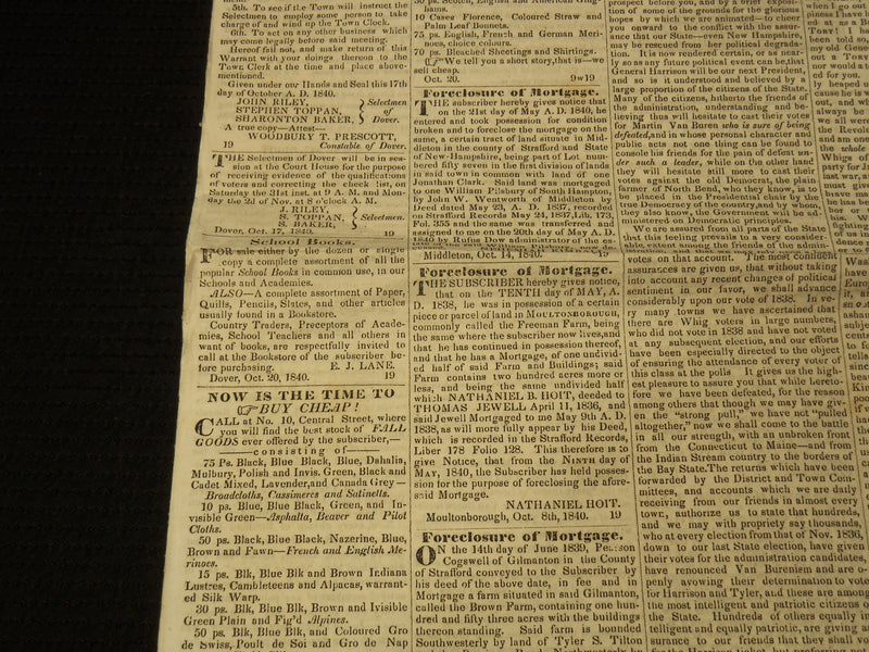 1840 OCTOBER 27 DOVER ENQUIRER NEWSPAPER - HARRISON - VOICE OF VICTORY - NP 8982