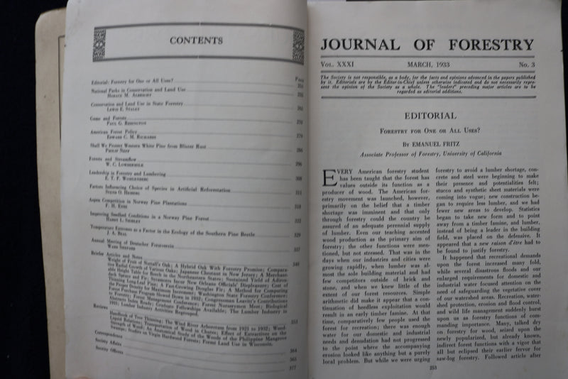 1932-1933 JOURNAL OF FORESTRY MAGAZINE - LOT OF 4 + 1931 SUPP/INDEX - O 3428