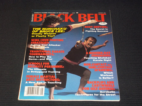 1984 AUGUST BLACK BELT MAGAZINE - NUNCHAKU OF BRUCE LEE FRONT COVER - E 7823