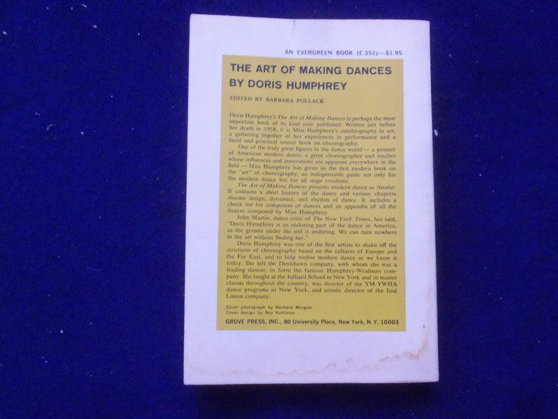 1959 THE ART OF MAKING DANCES SOFTCOVER BOOK BY DORIS HUMPHREY - J 9363