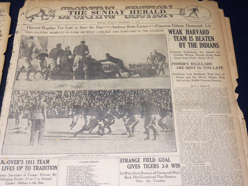1911 THE BOSTON HERALD SUNDAY SPORTING SECTIONS LOT OF 11 - NICE PHOTOS - UP 97
