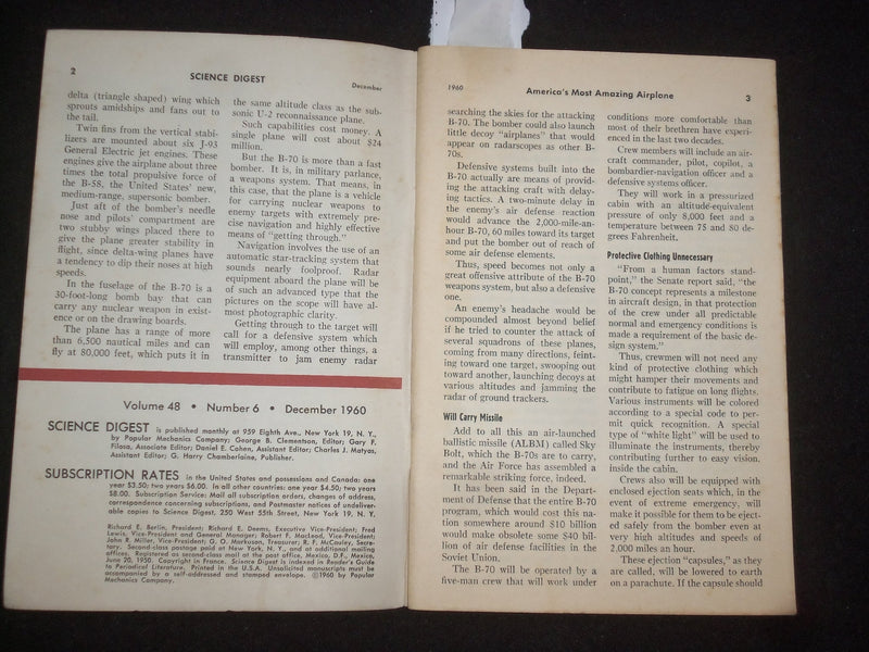 1960 DECEMBER SCIENCE DIGEST MAGAZINE - RUBBER VALVE HEART - J 9988