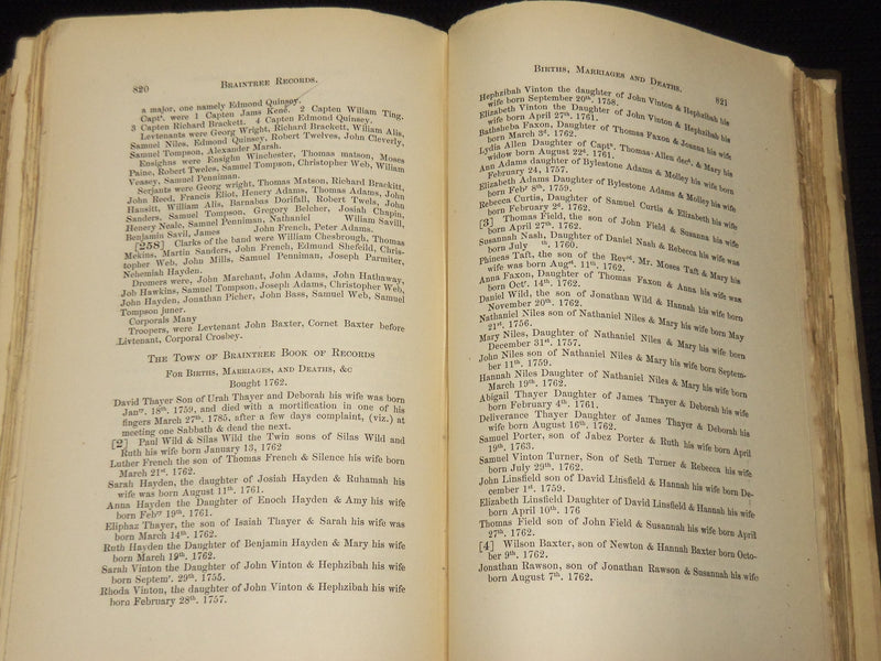 1886 TOWN OF BRAINTREE RECORDS 1640-1793 BOOK EDITED BY SAMUEL BATES - KD 703V