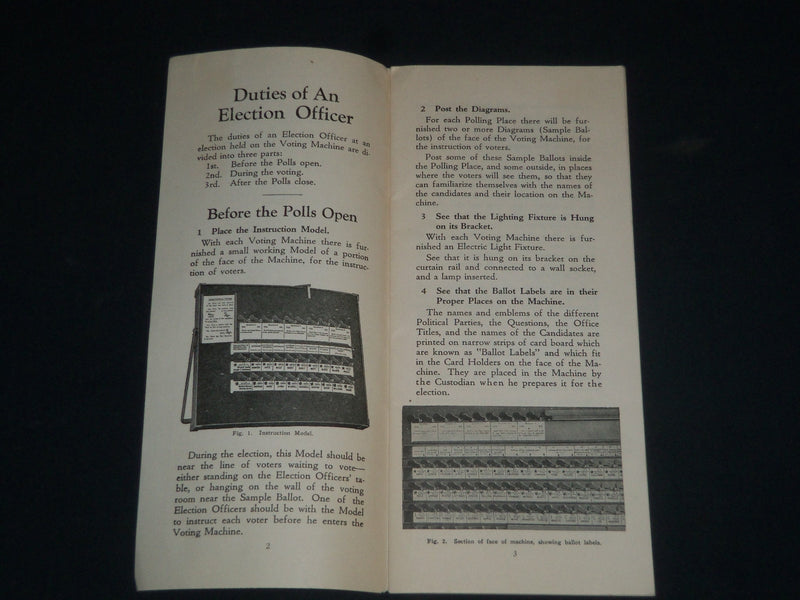 1937 ESSEX COUNTY PRIMARY AND GENERAL ELECTIONS INSTRUCTIONS LOT OF 2 - J 3981
