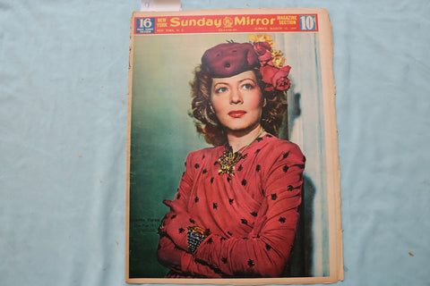 1944 MARCH 12 SUNDAY MIRROR NEWSPAPER MAGAZINE SECTION - LISETTE VEREA - NP 9086