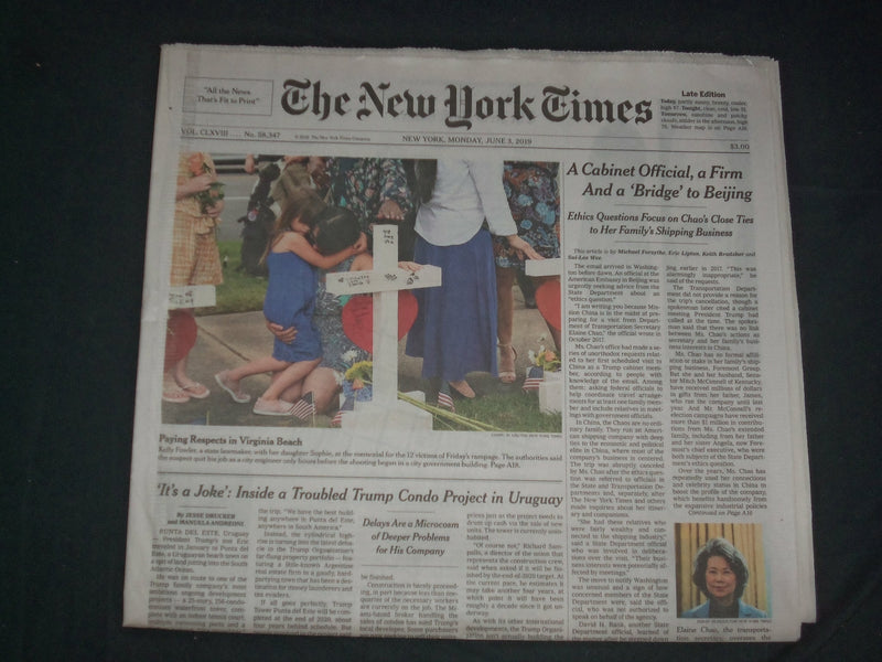 2019 JUNE 3 NEW YORK TIMES - PAYING RESPECTS IN VIRGINIA BEACH GOVERNMENT BLDG