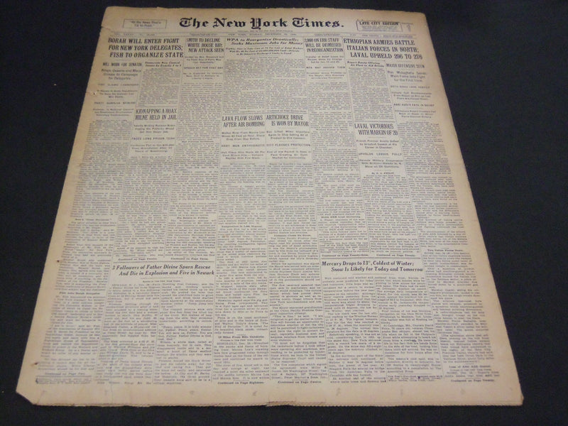 1935 DEC 29 NEW YORK TIMES - ETHIOPIAN ARMIES BATTLE ITALIANS IN NORTH - NT 4897