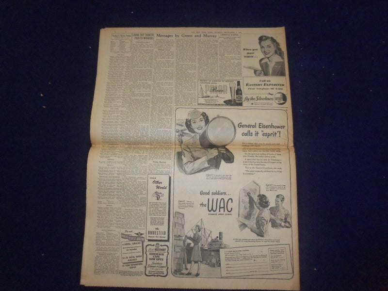 1944 SEP 4 NEW YORK TIMES - GERMANS FLEE AS ALLIES DRIVE ON BRUSSELS - NP 6613