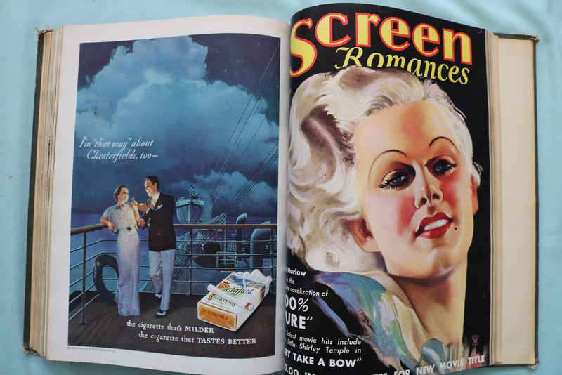 1934 MAR-AUG SCREEN ROMANCES MAGAZINE BOUND VOLUME -DIETRICH-HARLOW - KD 9684